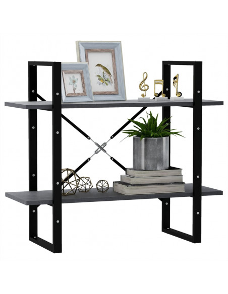 Libreria a 2 Ripiani Grigia 80x30x70 cm in Massello di Pino