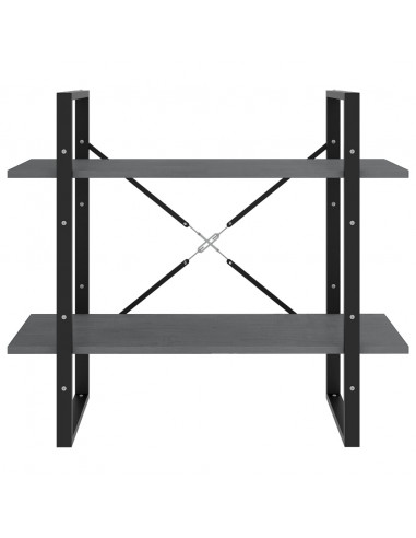 Libreria a 2 Ripiani Grigia 80x30x70 cm in Massello di Pino