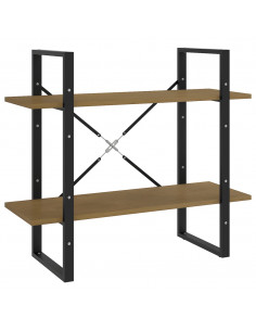 Libreria a 2 Ripiani 80x30x70 cm in Legno Massello di Pino 2