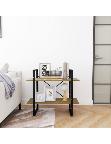 Libreria a 2 Ripiani 80x30x70 cm in Legno Massello di Pino