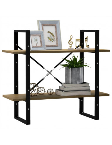 Libreria a 2 Ripiani 80x30x70 cm in Legno Massello di Pino