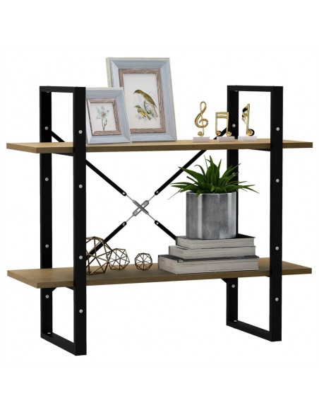Libreria a 2 Ripiani 80x30x70 cm in Legno Massello di Pino