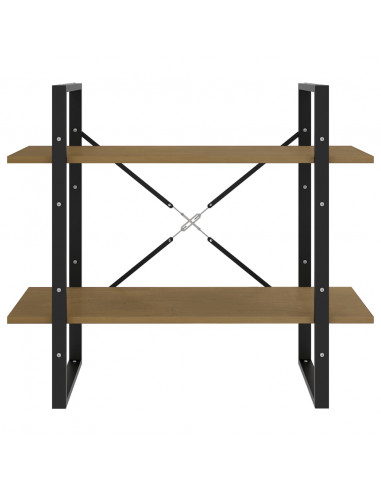 Libreria a 2 Ripiani 80x30x70 cm in Legno Massello di Pino