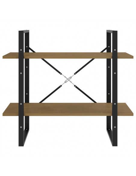 Libreria a 2 Ripiani 80x30x70 cm in Legno Massello di Pino