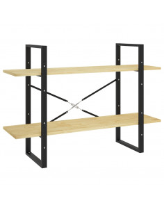 Libreria a 2 Ripiani 100x30x70 cm in Legno Massello di Pino 2