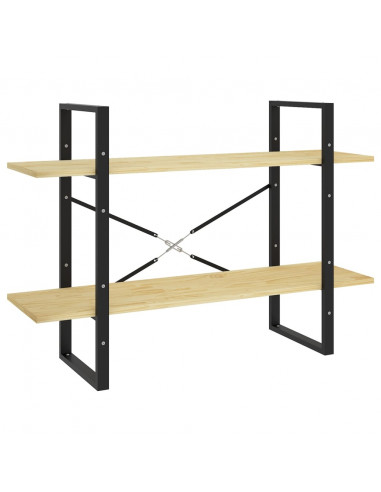 Libreria a 2 Ripiani 100x30x70 cm in Legno Massello di Pino