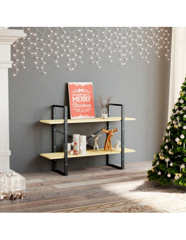 Libreria a 2 Ripiani 100x30x70 cm in Legno Massello di Pino