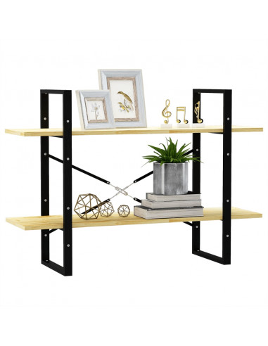 Libreria a 2 Ripiani 100x30x70 cm in Legno Massello di Pino