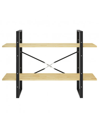 Libreria a 2 Ripiani 100x30x70 cm in Legno Massello di Pino