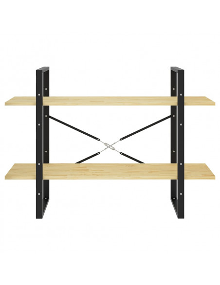 Libreria a 2 Ripiani 100x30x70 cm in Legno Massello di Pino