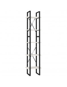 Libreria a 5 Ripiani Bianca 40x30x175 cm in Legno di Pino 2