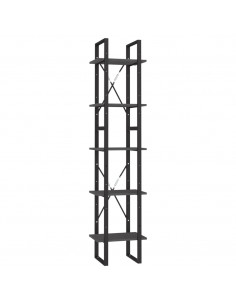 Libreria a 5 Ripiani Grigia 40x30x175 cm in Legno di Pino 2