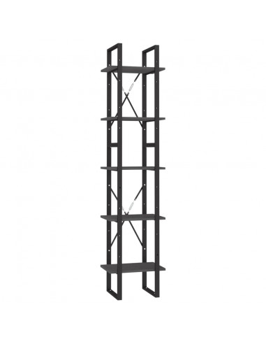 Libreria a 5 Ripiani Grigia 40x30x175 cm in Legno di Pino