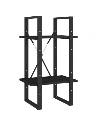 Libreria a 5 Ripiani Nera 40x30x175 cm in Legno di Pino