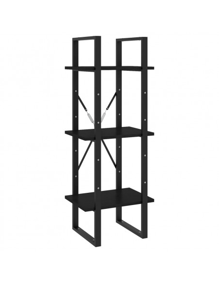 Libreria a 5 Ripiani Nera 40x30x175 cm in Legno di Pino
