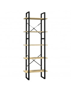 Libreria a 5 Ripiani 60x30x175 cm in Legno Massello di Pino 2