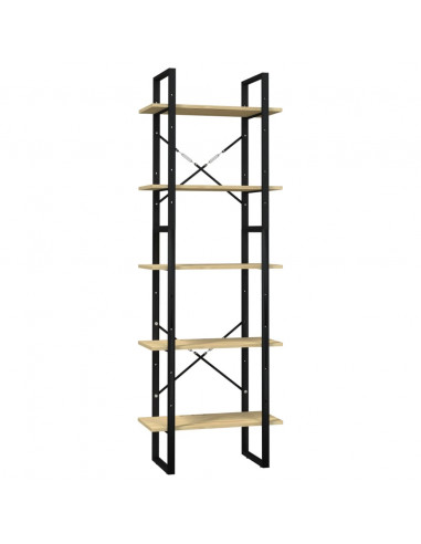 Libreria a 5 Ripiani 60x30x175 cm in Legno Massello di Pino