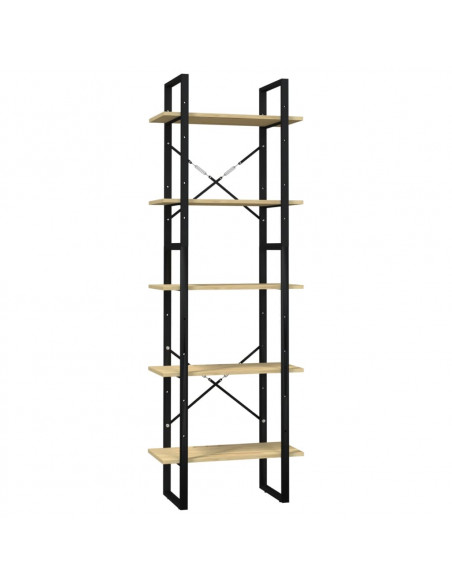 Libreria a 5 Ripiani 60x30x175 cm in Legno Massello di Pino