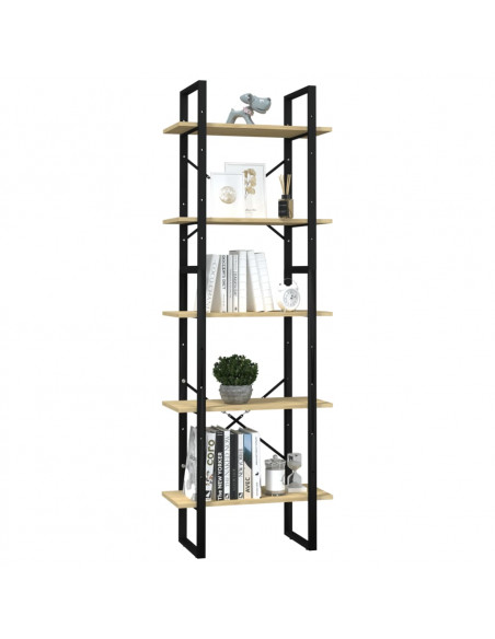 Libreria a 5 Ripiani 60x30x175 cm in Legno Massello di Pino