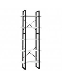 Libreria a 5 Ripiani Bianca 60x30x175 cm in Legno di Pino 2