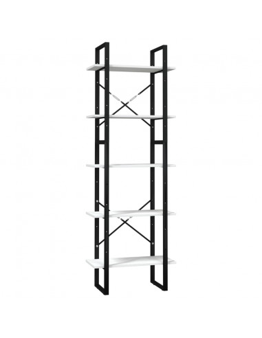 Libreria a 5 Ripiani Bianca 60x30x175 cm in Legno di Pino