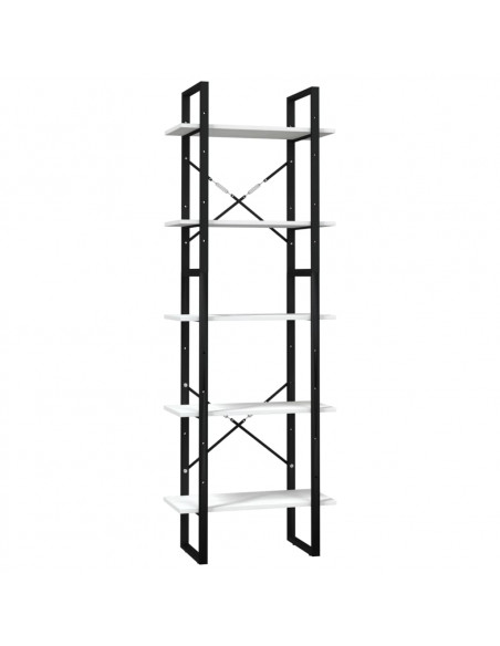 Libreria a 5 Ripiani Bianca 60x30x175 cm in Legno di Pino