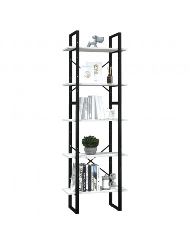 Libreria a 5 Ripiani Bianca 60x30x175 cm in Legno di Pino