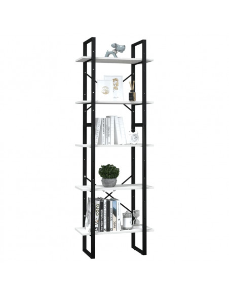 Libreria a 5 Ripiani Bianca 60x30x175 cm in Legno di Pino