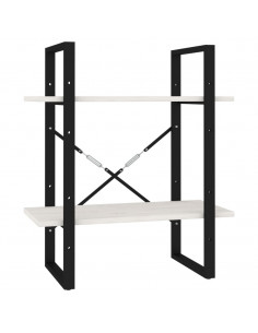 Libreria a 2 Ripiani Bianca 60x30x70 cm in Massello di Pino 2