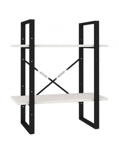 Libreria a 2 Ripiani Bianca 60x30x70 cm in Massello di Pino