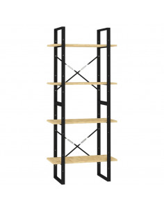 Libreria a 4 Ripiani 60x30x140 cm in Legno Massello di Pino 2