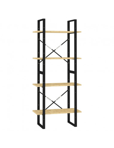 Libreria a 4 Ripiani 60x30x140 cm in Legno Massello di Pino