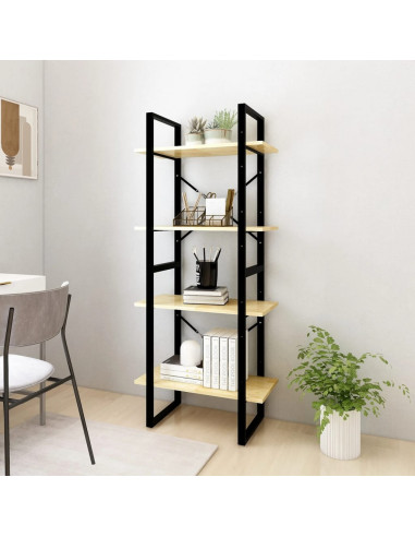 Libreria a 4 Ripiani 60x30x140 cm in Legno Massello di Pino