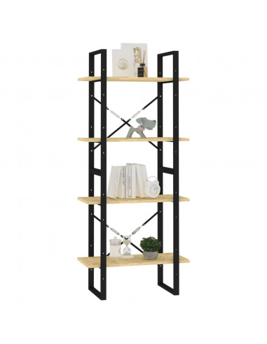 Libreria a 4 Ripiani 60x30x140 cm in Legno Massello di Pino