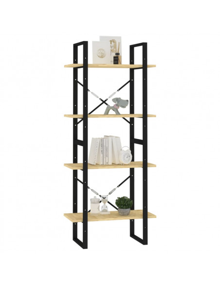 Libreria a 4 Ripiani 60x30x140 cm in Legno Massello di Pino