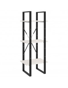 Libreria a 3 Ripiani Bianca 40x30x105 cm Legno Massello di Pino 2