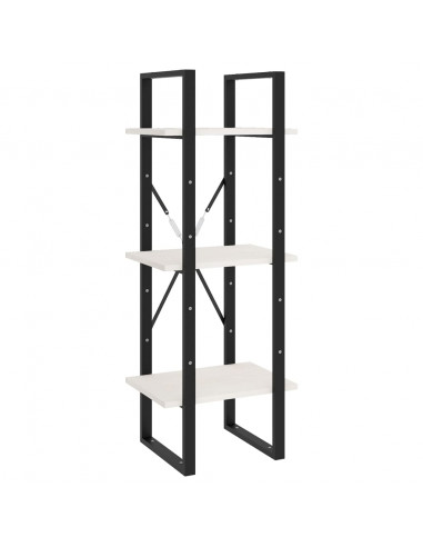 Libreria a 3 Ripiani Bianca 40x30x105 cm Legno Massello di Pino