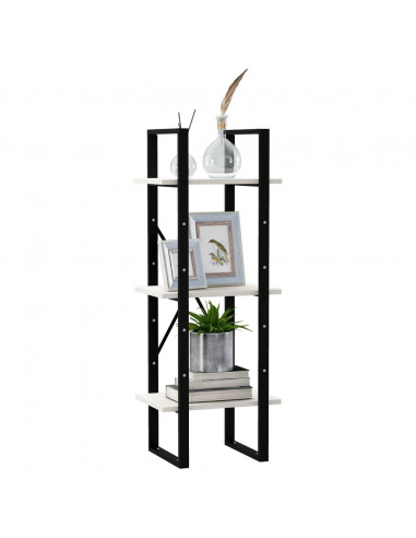 Libreria a 3 Ripiani Bianca 40x30x105 cm Legno Massello di Pino