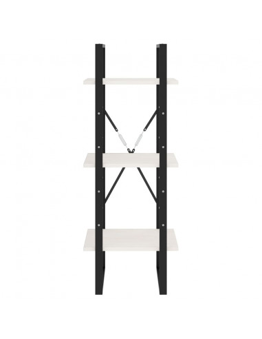 Libreria a 3 Ripiani Bianca 40x30x105 cm Legno Massello di Pino