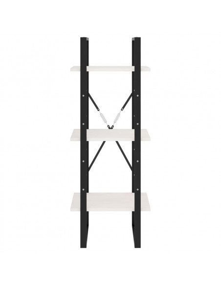 Libreria a 3 Ripiani Bianca 40x30x105 cm Legno Massello di Pino
