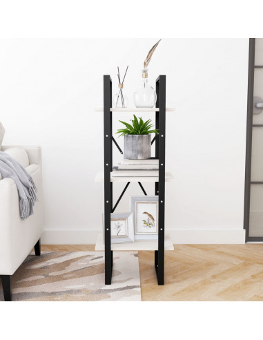 Libreria a 3 Ripiani Bianca 40x30x105 cm Legno Massello di Pino