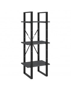 Libreria a 3 Ripiani Grigia 40x30x105 cm in Massello di Pino 2