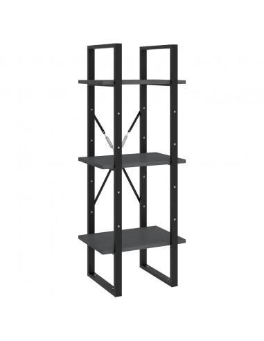 Libreria a 3 Ripiani Grigia 40x30x105 cm in Massello di Pino