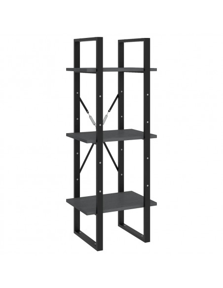 Libreria a 3 Ripiani Grigia 40x30x105 cm in Massello di Pino