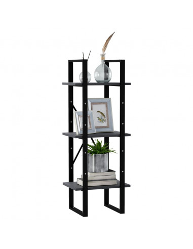 Libreria a 3 Ripiani Grigia 40x30x105 cm in Massello di Pino