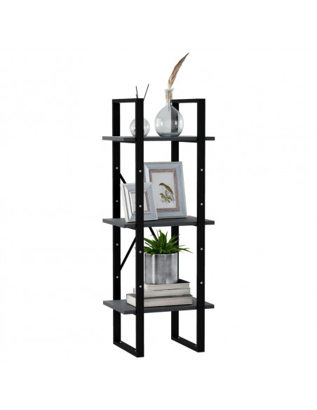 Libreria a 3 Ripiani Grigia 40x30x105 cm in Massello di Pino