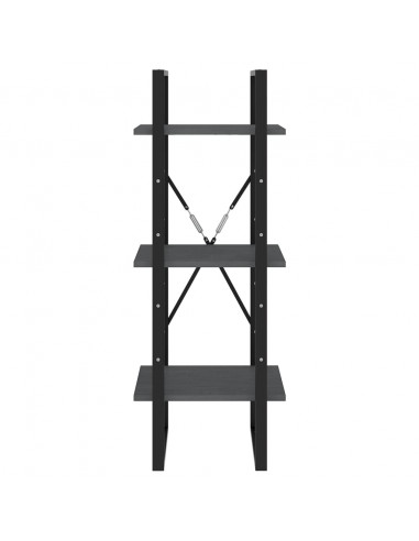 Libreria a 3 Ripiani Grigia 40x30x105 cm in Massello di Pino