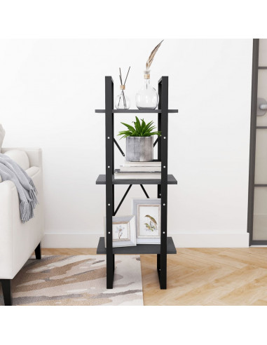 Libreria a 3 Ripiani Grigia 40x30x105 cm in Massello di Pino