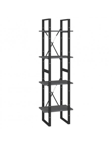 Libreria a 4 Ripiani Grigia 40x30x140 cm in Massello di Pino