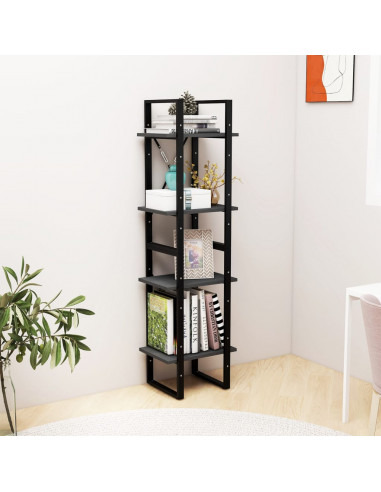 Libreria a 4 Ripiani Grigia 40x30x140 cm in Massello di Pino